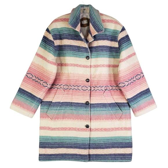 Vintage Woolrich Blanket Coat Southwest Aztec Wool Jacket Women’s Size Medium M - Picture 3 of 11
